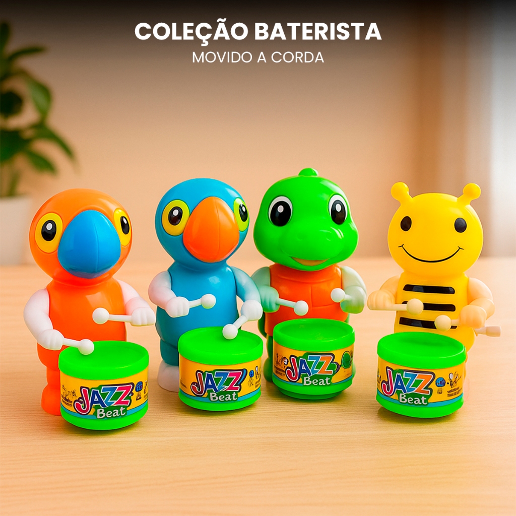 Brinquedo Infantil Educativo Baterista Abelha Papagaio Dinossauro Presente Lembrancinha Barato