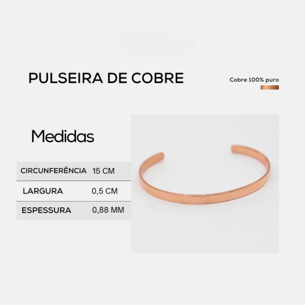 Pulseira de Cobre Puro Artesanal Benefícios do cobre Ayurveda