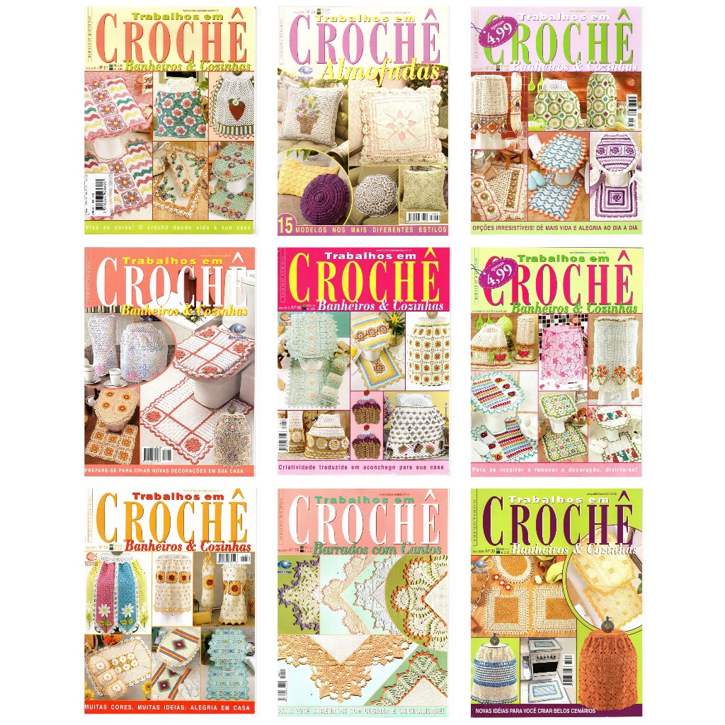 5 Revistas  Crochê Banheiros Cozinhas Lote 1