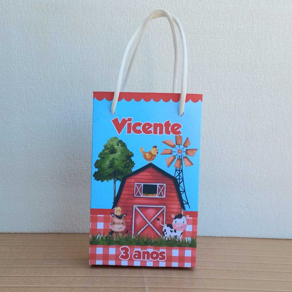 Sacolinha Surpresa Personalizada Fazendinha Vermelha Lembrancinha para  Festa de Aniversário