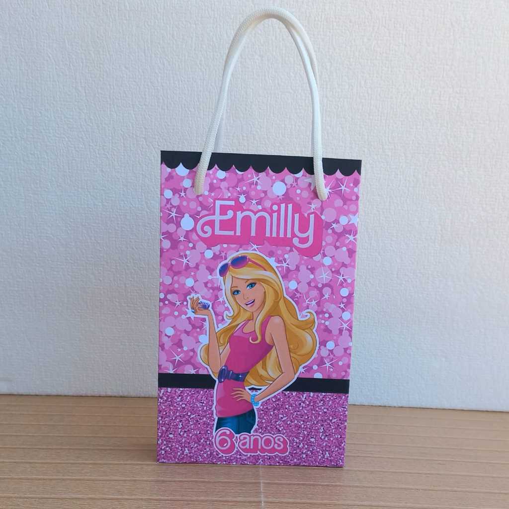 PEGUE E MONTE/MONTADO - Sacolinha Surpresa Personalizada Barbie Girl Festa de Aniversário Lembrancinha
