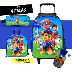 Kit Mochila Escolar Patrulha Canina + Lancheira Térmica + Estojo