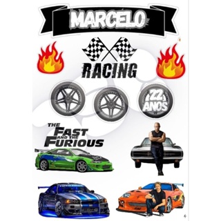 Topper( Topo de bolo VELOZES E FURIOSOS/ CARROS personalizado para festa) em Oferta na Shopee