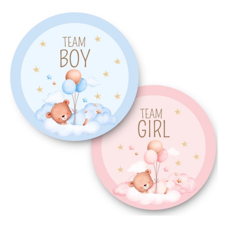 Adesivos Chá Revelação- Menino ou Menina - Ursinhos boy ou girl