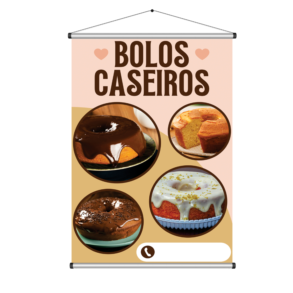 Banner Faixa Lona Bolos Caseiros e Festas Pronta Entrega em Oferta na Shopee