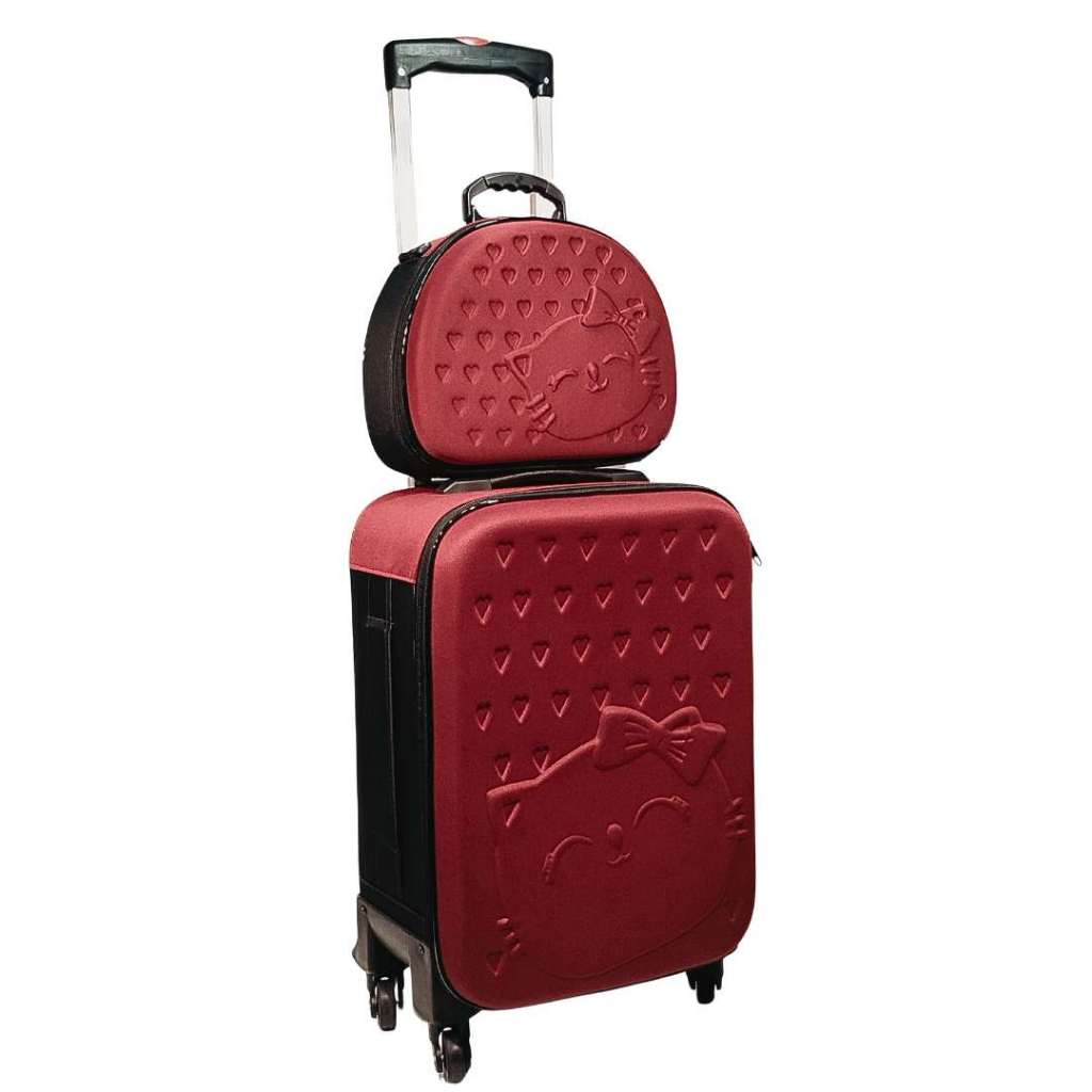 Mala De Viagem, 360º GRAUS De Bordo,Pequena 10kg Padrão ANAC 55X35X25 (kit Mala+Frasqueira Nécessaire) Exclusiva!Gatinha