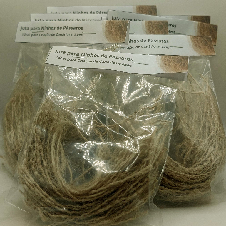 10 Pacotes de Fio de Juta Natural para Ninho de Aves – Canários, Periquitos e Pássaros Diversos – 5g Cada (Total 50g)