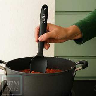 Utensilio Cozinha Espátula Colher Silicone 28cm-Flexível-Reforçada-Resistente Alta Temperatura-Restaurante-Casa-Buffett