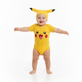 Body Temático Pikachu,acompanha a touca,bebê do P ao G,mesversário em Oferta na Shopee