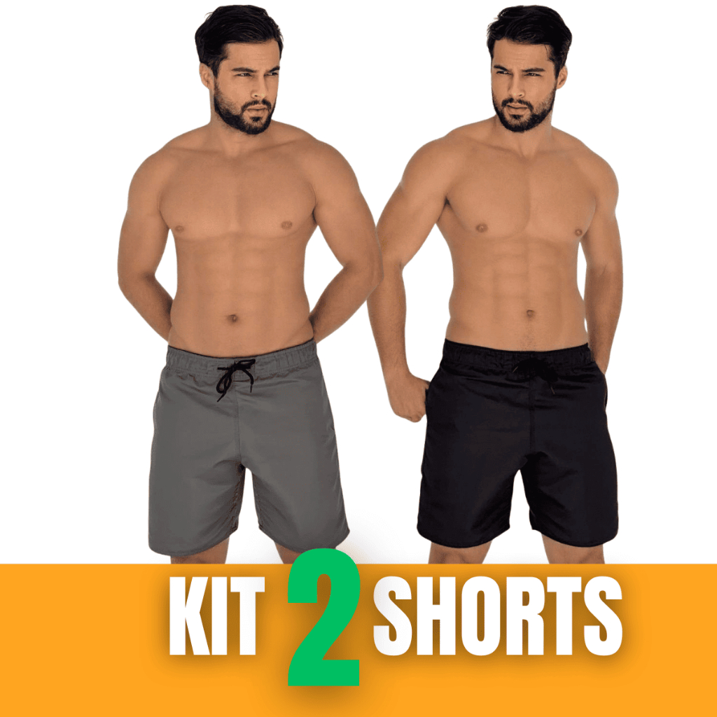 Kit 2 Shorts Masculino Tactel Grosso Bermuda Masculina Lisa Calção Básico Academia Treino Corrida Esportes