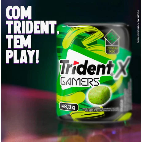 Trident X Gamers Citrus Sem Açucar Com 28 Unidades 48g - Chiclete Trident