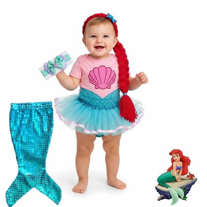 Body Temático Ariel,Pequena Sereia com opções variadas, mesversário,bebê. em Oferta na Shopee