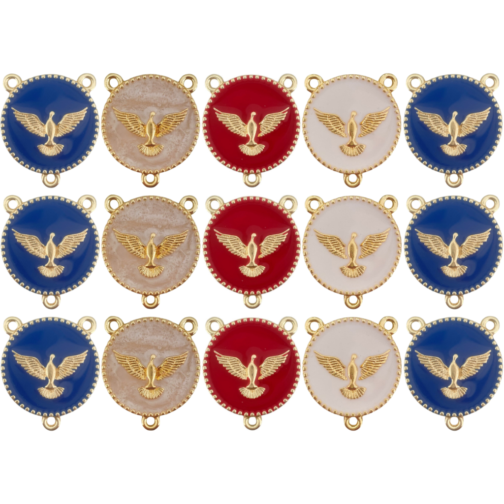 KIT 15 Entremeio Redondo Espirito Santo Resinado Dourado Cataforético Para Fazer Terço Artesanato em Oferta na Shopee