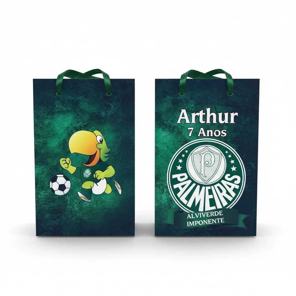 Sacolinha Personalizada Surpresa Palmeiras Tema Futebol Festa Infantil | Lembrancinha Aniversário