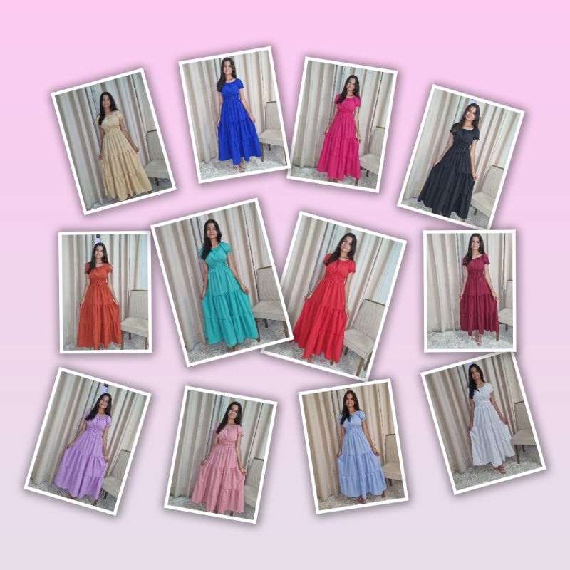 Vestido Infantil Para Meninas Longo Três Maria Flexível Premium Infanto-Juvenil Crianças Varias Cores em Oferta na Shopee