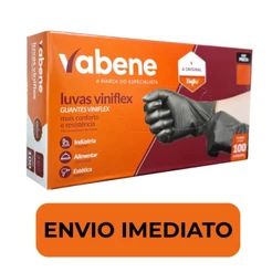 Luva Preta Vinil Flex Descartável Sem Látex Profissiional p/ Alimentos e Estética,Tatuagem, Churrasco – 100Un P M G, GG
