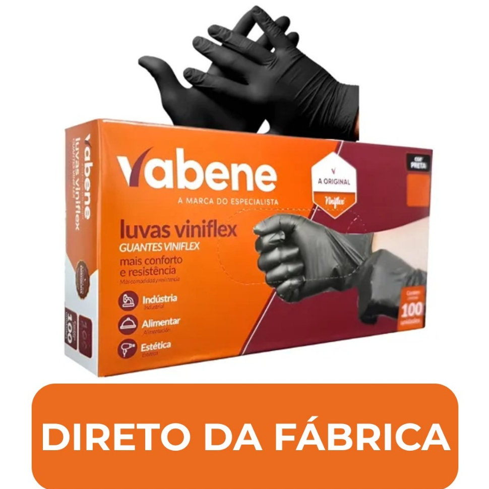 Luva Preta Vinil Flex Descartável Sem Látex Profissiional p/ Alimentos e Estética – 100 Un P M G, GG em Oferta na Shopee
