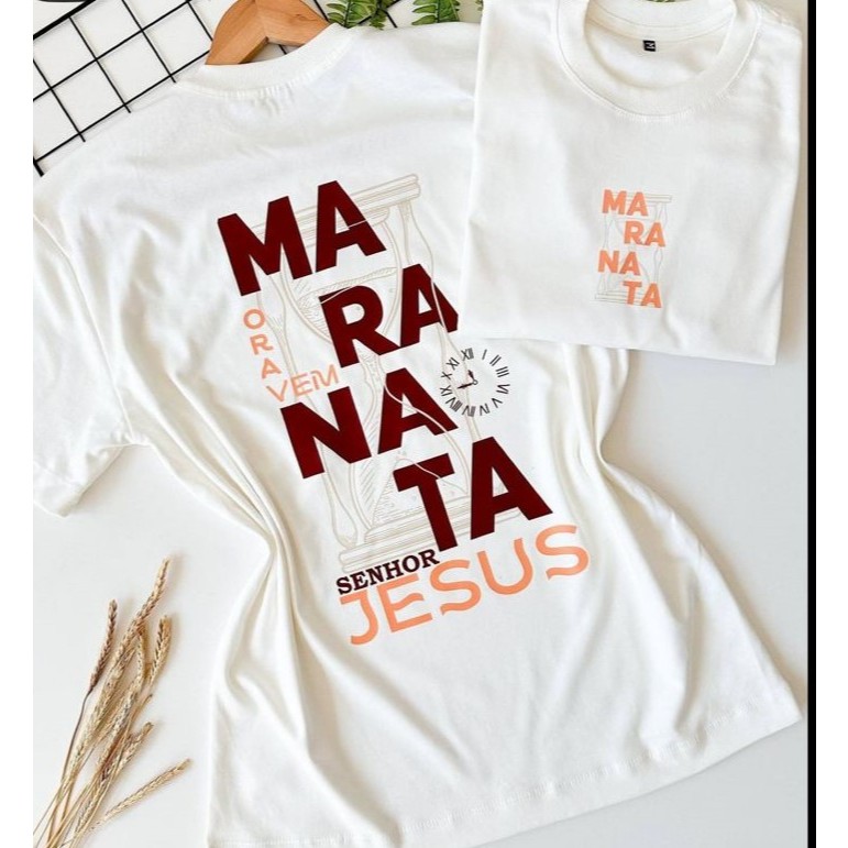 Camiseta Cristã Maranata Feminina e Masculina Básica Blusa Moda Evangélica 100% Algodão Malha Premium em Oferta na Shopee