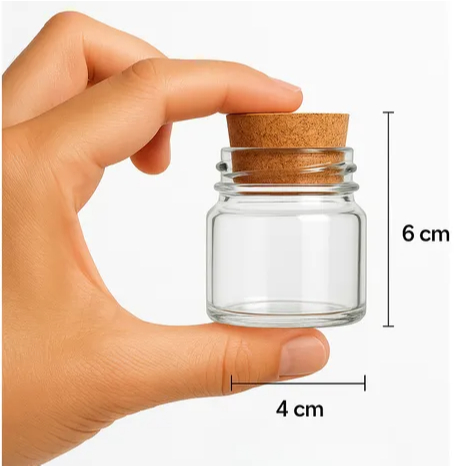 Pote de Vidro 40ml com Adesivo Transparente Personalizado (4,5 x 2 cm) Lembrancinha Chá de bebê