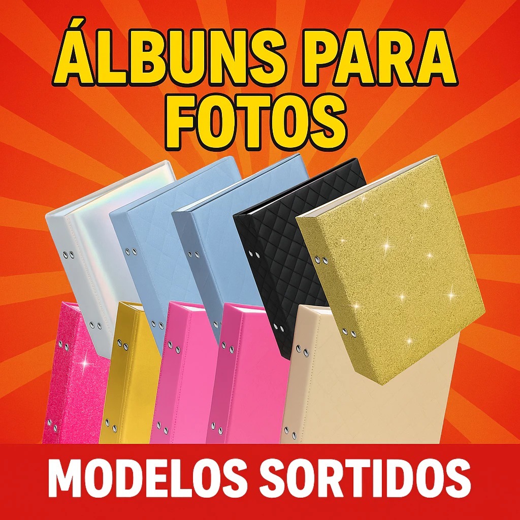 Albuns De Fotos 10x15/120 Premium Top Couro Colorido Neon Cor Misto Liso