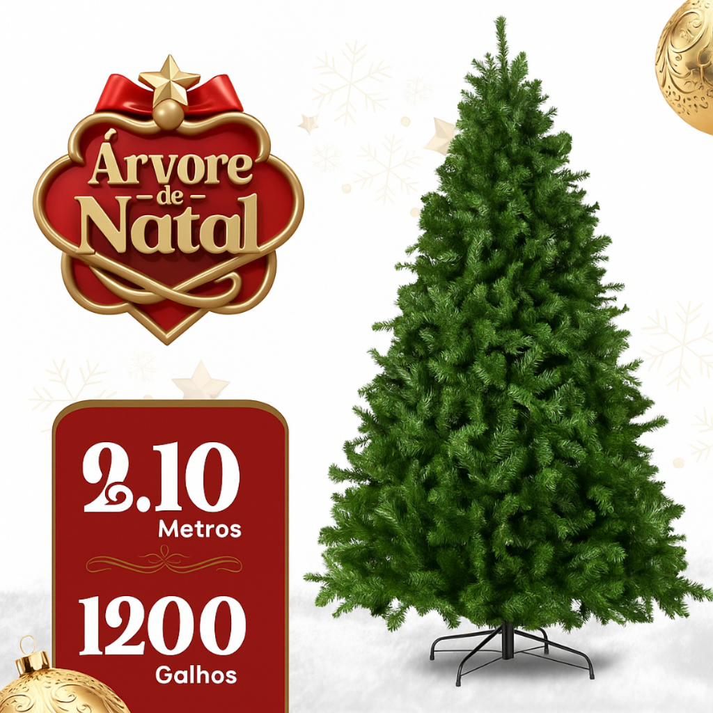 Árvore De Natal Pinheiro Canadense Luxo1200 Galhos Tradicional Verde Imperial Premium Grande Cheia Cositas Festa
