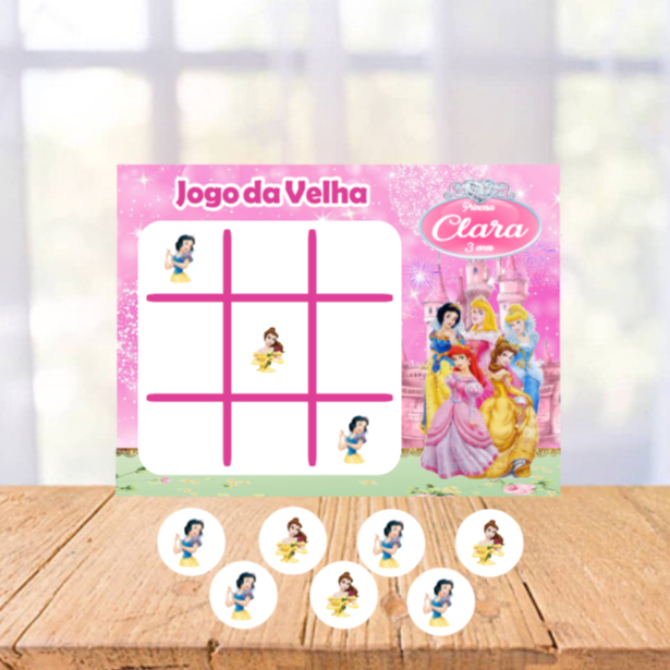 Jogo da Velha Princesas Disney Lembrancinhas Personalizadas Festa Aniversário Infantil
