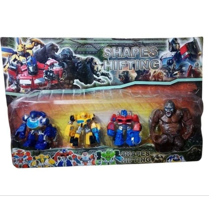 Kit 3 Robôs Rescue Bots + Optimus Primal Gorila Transformes