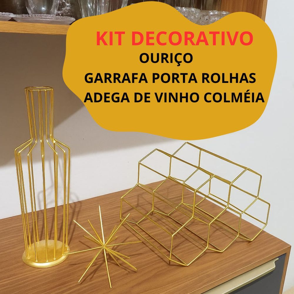 Kit Ouriço Adega de Vinho Colméia e Garrafa Porta Rolha para Decoração de mesa em Oferta na Shopee