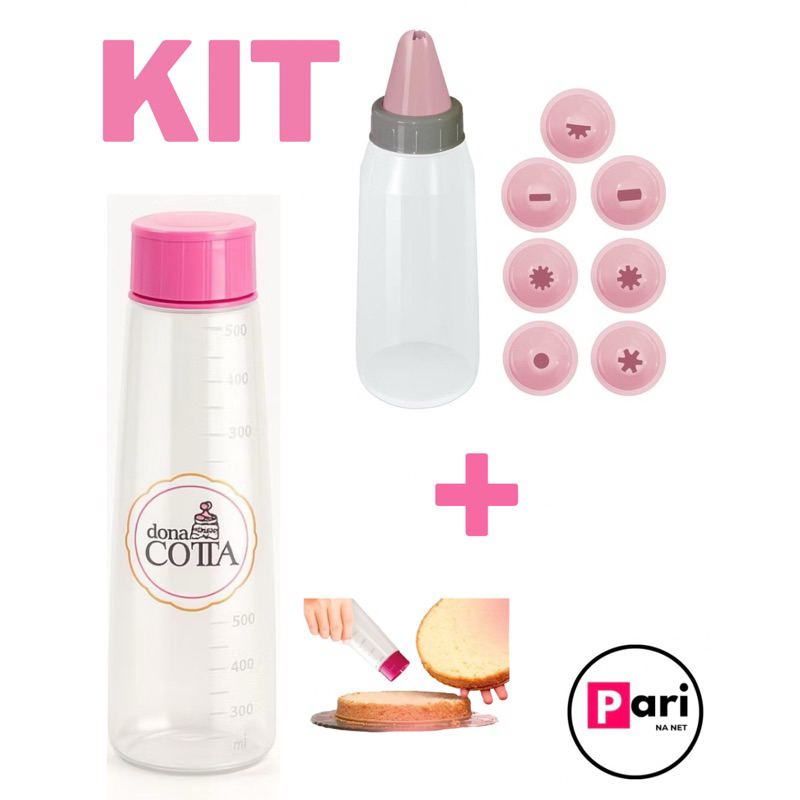 Kit Confeiteiro Bisnaga Regador Umedecedor De Massas + Decorador De Bolo 8 Bicos em Oferta na Shopee