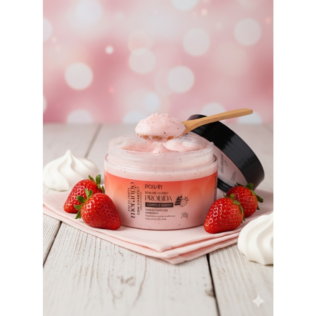 Esfoliante Corporal Morango com Chantilly Poran  240g
