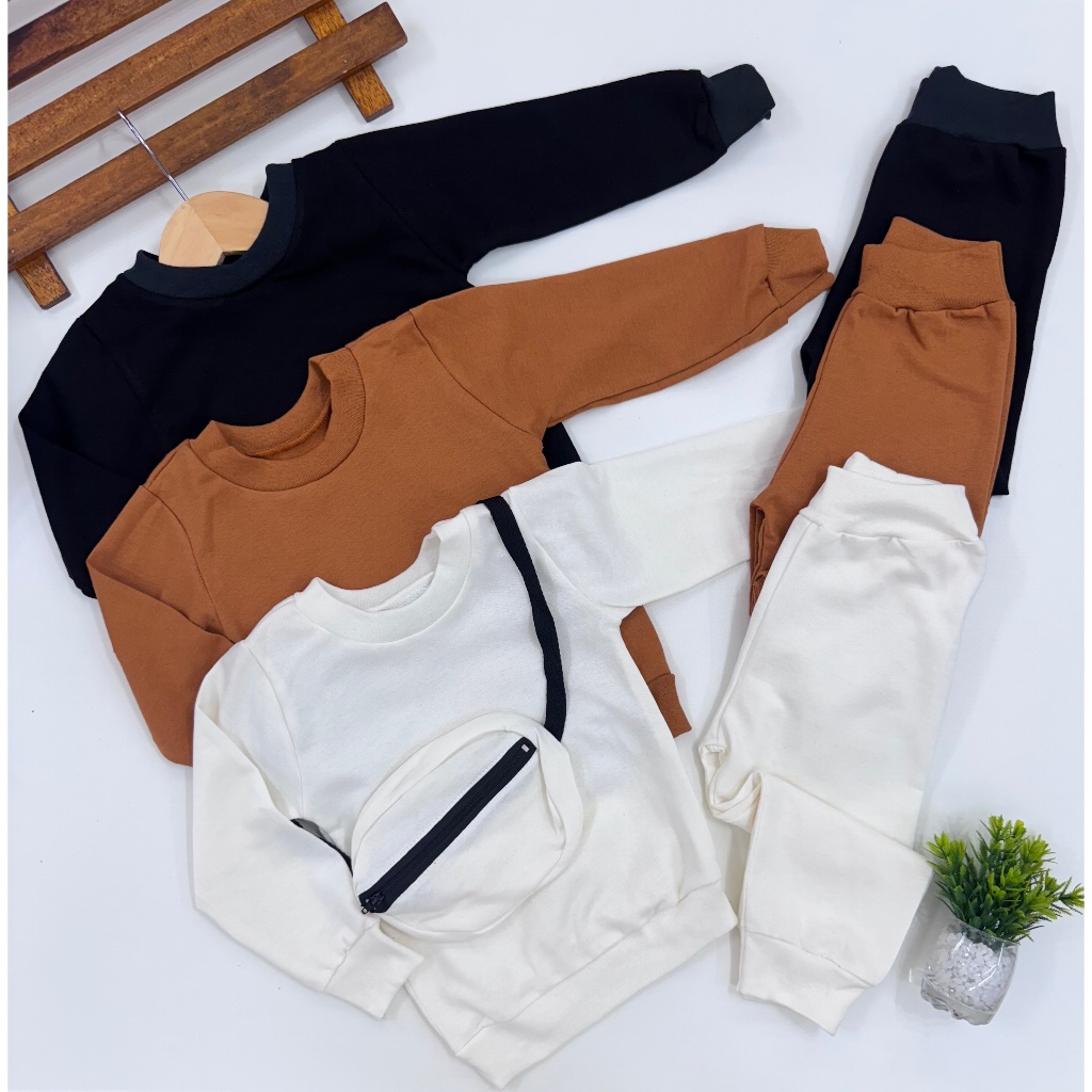 Conjunto Moletinho infantil criança - blusa e calça e Bag kids estiloso