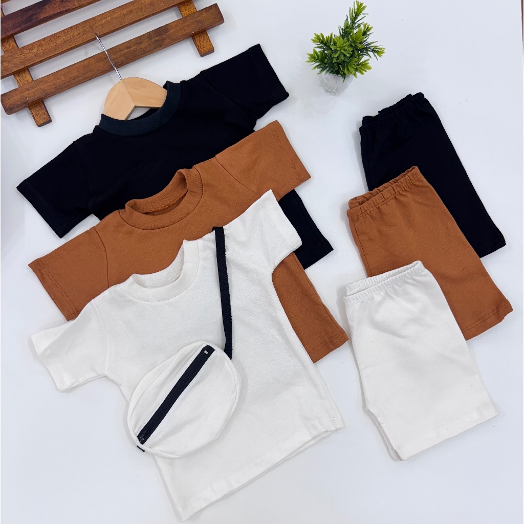 Conjunto infantil calor moletinho camisa short e bag - criança estilosa