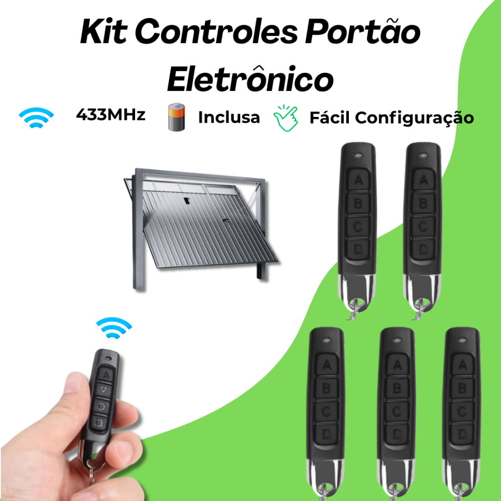 Controle de Portão 433 MHz Slim — 4 em 1, Universal em Oferta na Shopee