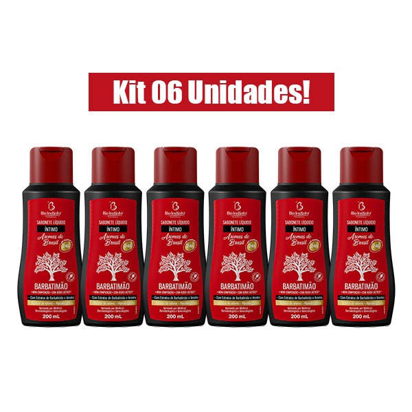 KIT 6 UNIDADES SABONETE ÍNTIMO AROMAS DO BRASIL BARBATIMÃO 200ml BIO INSTINTO em Oferta na Shopee