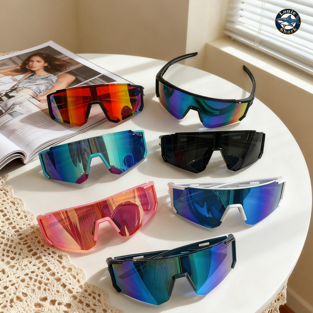 【LOUIE SHARK】Óculos Para Esporte Unissex  Ideal Para Corrida E Ciclismo Ar Livre Quadro Grande