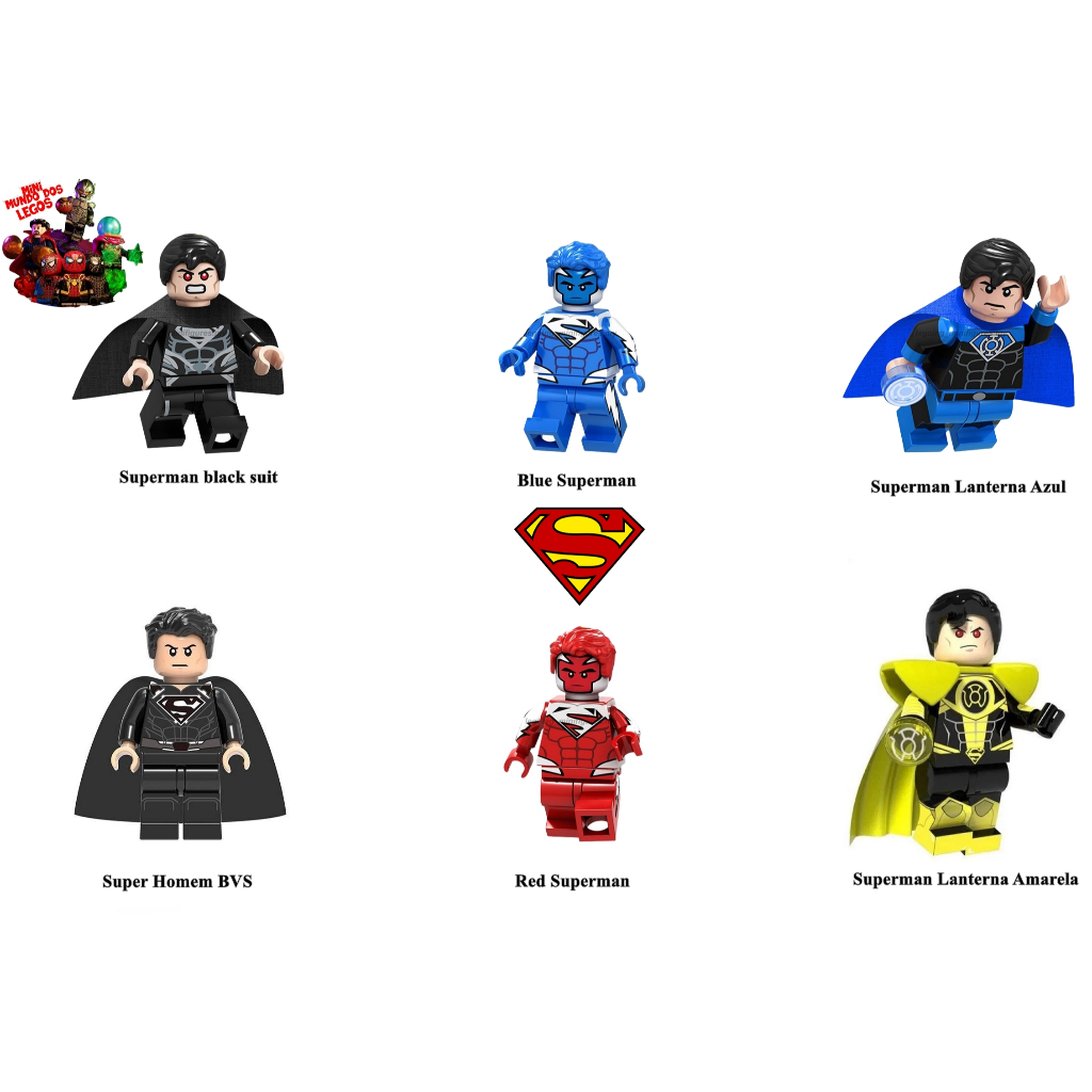 Superman Lanter Amarelo Miniatura de coleção Injustice Zod Red and Blue 2x1 Lex Luthor