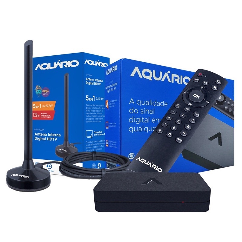 Conversor e Gravador Digital Aquario Dtv 9000 full Hd Tv Antiga Tubo LCD Smart e  Antena Interna