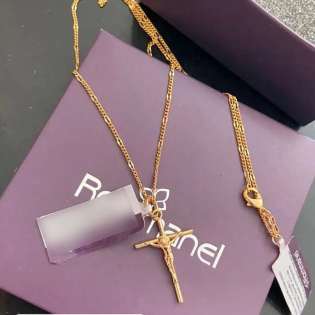 Cordão Rommanel Com Pingente Cruz De Cristo Banhados Ouro 18k 60cm 530072/540027 em Oferta na Shopee
