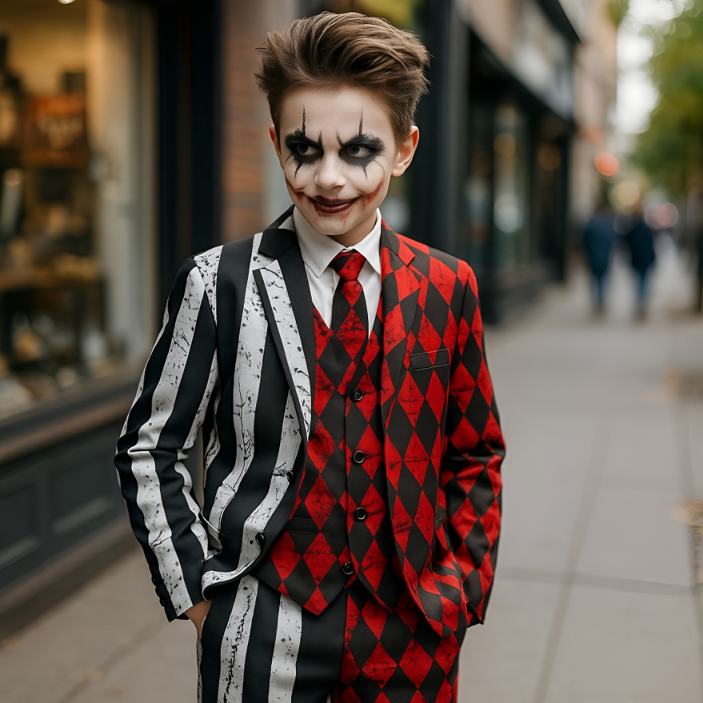 Fantasia Infantil halloween menino luxo coringa blazer calça e gravata