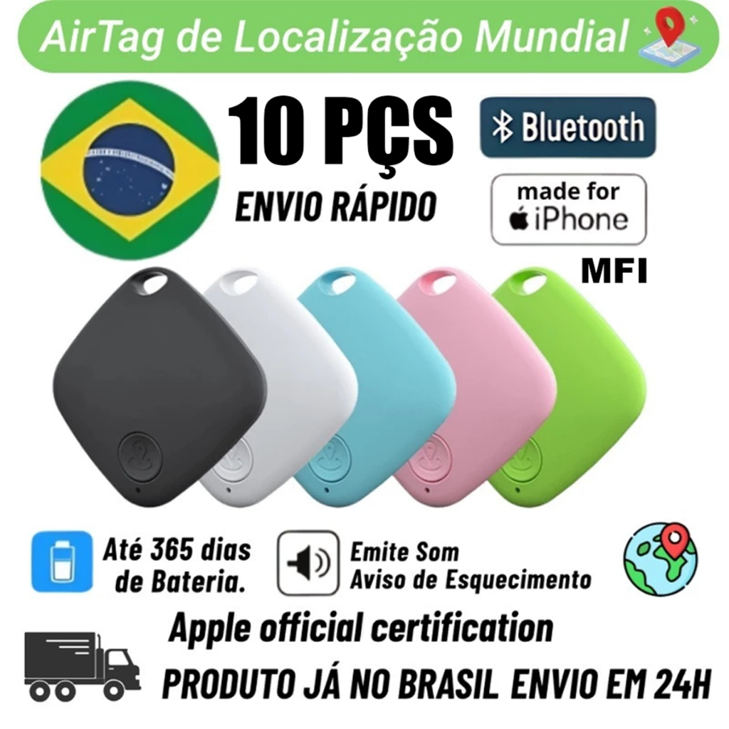 Kit com 2 a 5 Localizadores de Rastreador GPS Iphone MFI Tempo Real Longa Distância para Criança Cachorro Gato Mala Moto