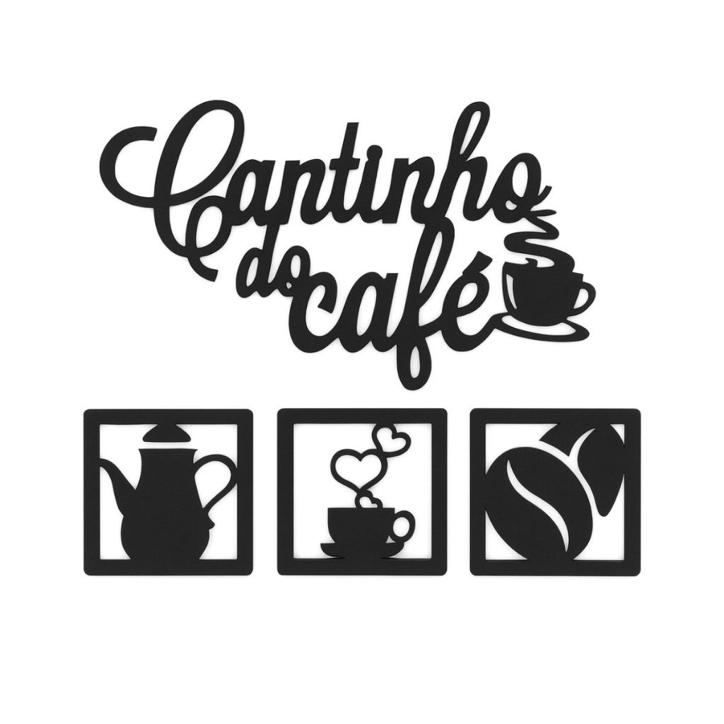 Placa Decorativa Cantinho do Café em MDF Cru com Adesivo Vinil Preto Para Casa e Empresa