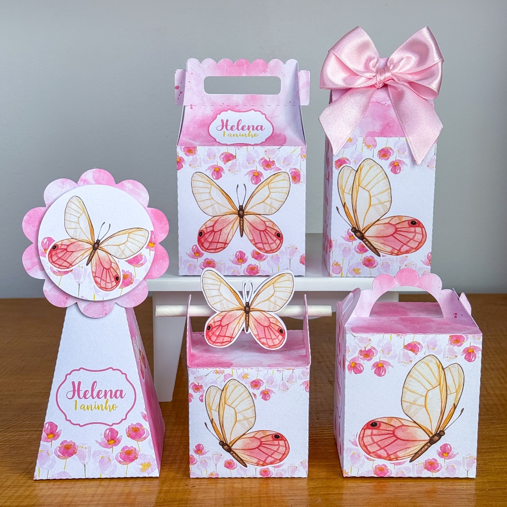 KIT FESTA BORBOLETAS  CAIXINHAS PERSONALIZADAS lembrancinhas para festas PEGUE E MONTE
