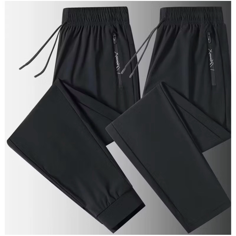 KIT 2 Calça Jogger Preta Masculina Dry Fit Com Fitas Esportiva