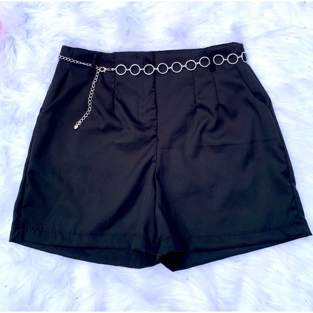 Short Feminino Plus Size De Alfaiataria Premium Com Cinto de Corrente De Brinde Moda Feminina Verão Plus Size Oferta