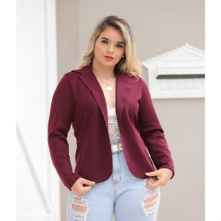 Blazer curto casaquinho social neoprene femenino em Oferta na Shopee