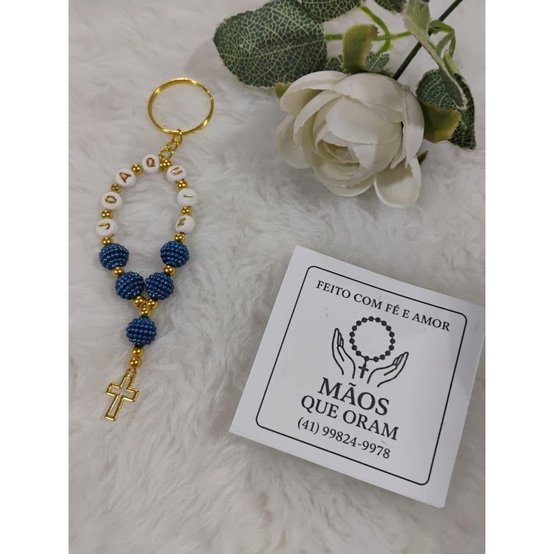 Mini Terço Personalizado Lembrancinha Batizado Comunhão Maternidade – Mãos que Oram