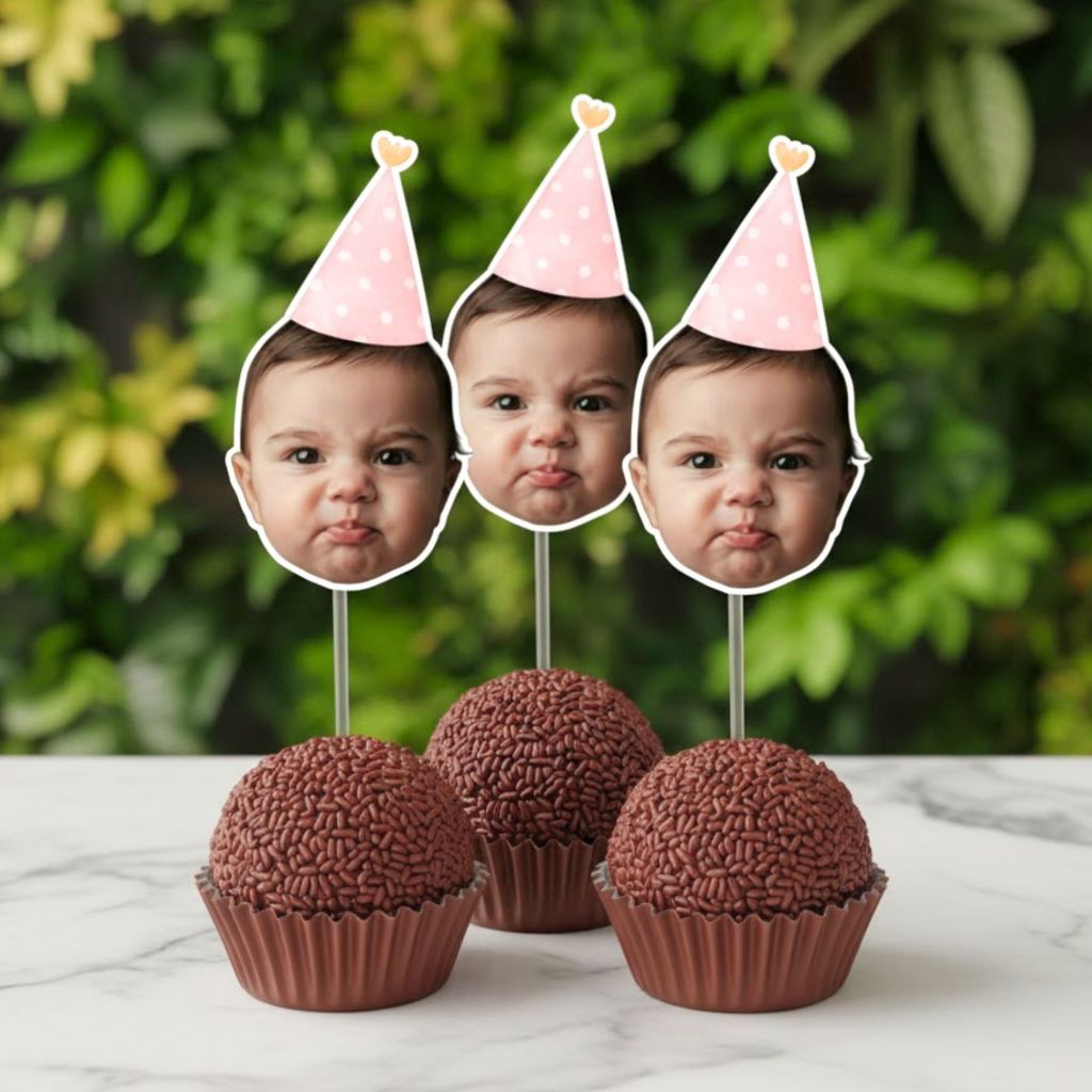 Topo de Doce Personalizado com Rostinho / Envie no chat em Oferta na Shopee