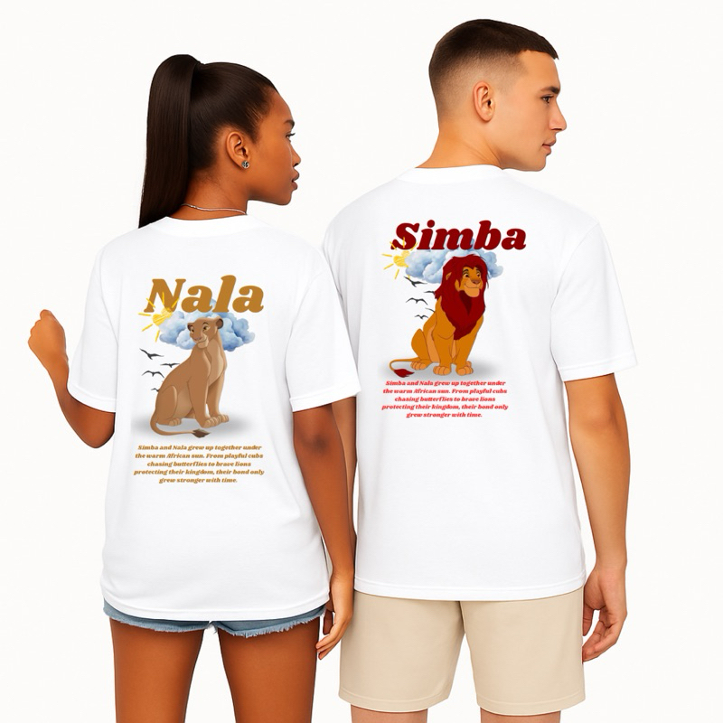 Kit 2 Camisetas Simba e Nala Rei leão Casal Camisetas Lisas de Cores Diversas Masculino e Feminina 100% Algodão Premium