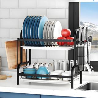 Escorredor de Escorredor de Louças 2 Andares 43x53cm - Organizador em Aço Inoxidável Preto para CozinhaLouças 2 Andares em Oferta na Shopee