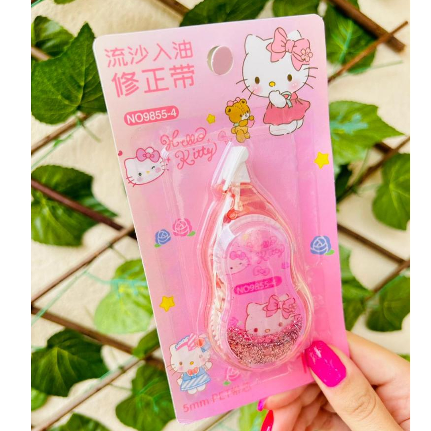 Corretivo em Fita Glitter Hello Kitty Fofo Material Escolar Papelaria Fofa Volta as Aulas Kuromi